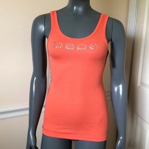 BEBE rhinestone LOGO tank top